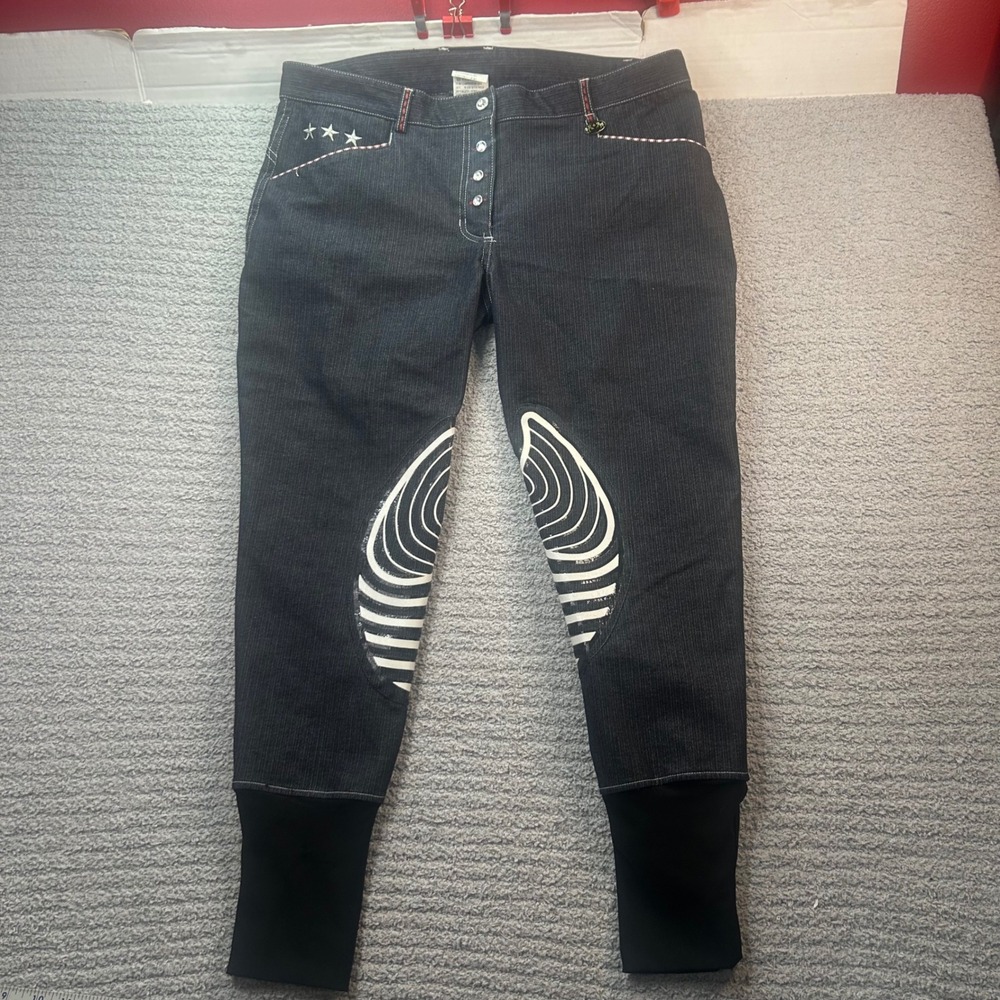 Piper Limited Edition USA Full Seat Breeches by SmartPak 34 stars &strips equine